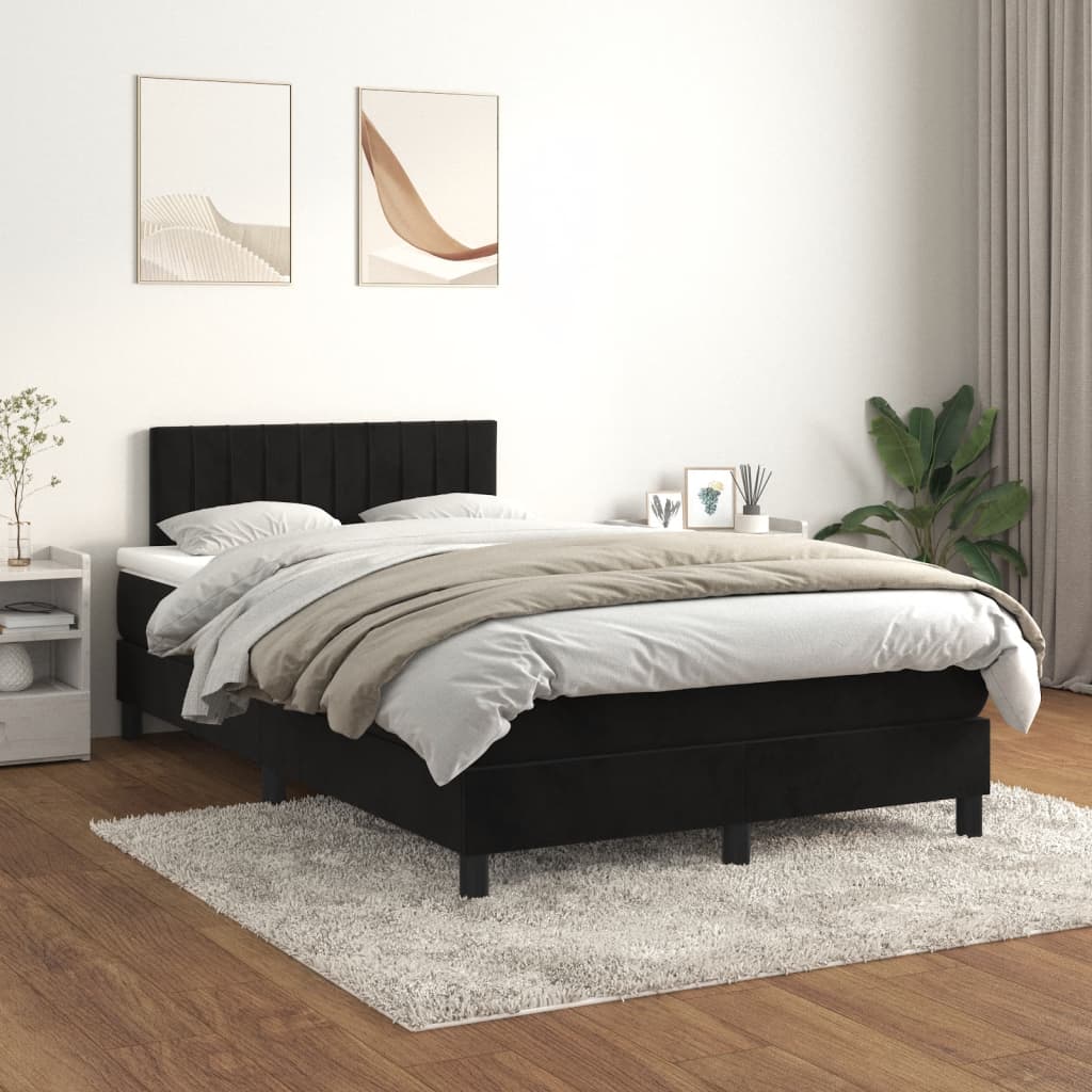 Κρεβάτι Boxspring με Στρώμα Μαύρο 120x190 εκ. Βελούδινο