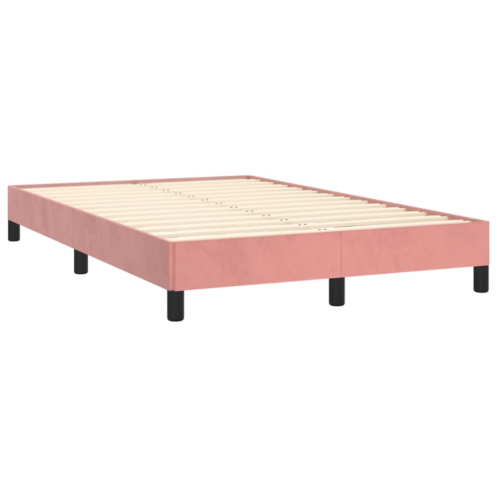 Κρεβάτι Boxspring με Στρώμα Ροζ 120x190 εκ. Βελούδινο