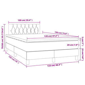 Κρεβάτι Boxspring με Στρώμα Μαύρο 120x190 εκ. Βελούδινο
