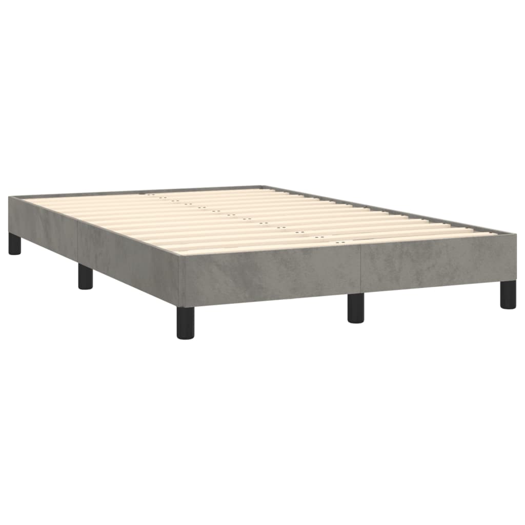 Κρεβάτι Boxspring με Στρώμα Ανοιχτό Γκρι 120x190 εκ. Βελούδινο
