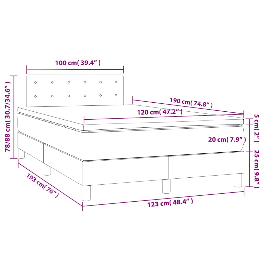 Κρεβάτι Boxspring με Στρώμα Σκούρο Πράσινο 120x190εκ. Βελούδινο