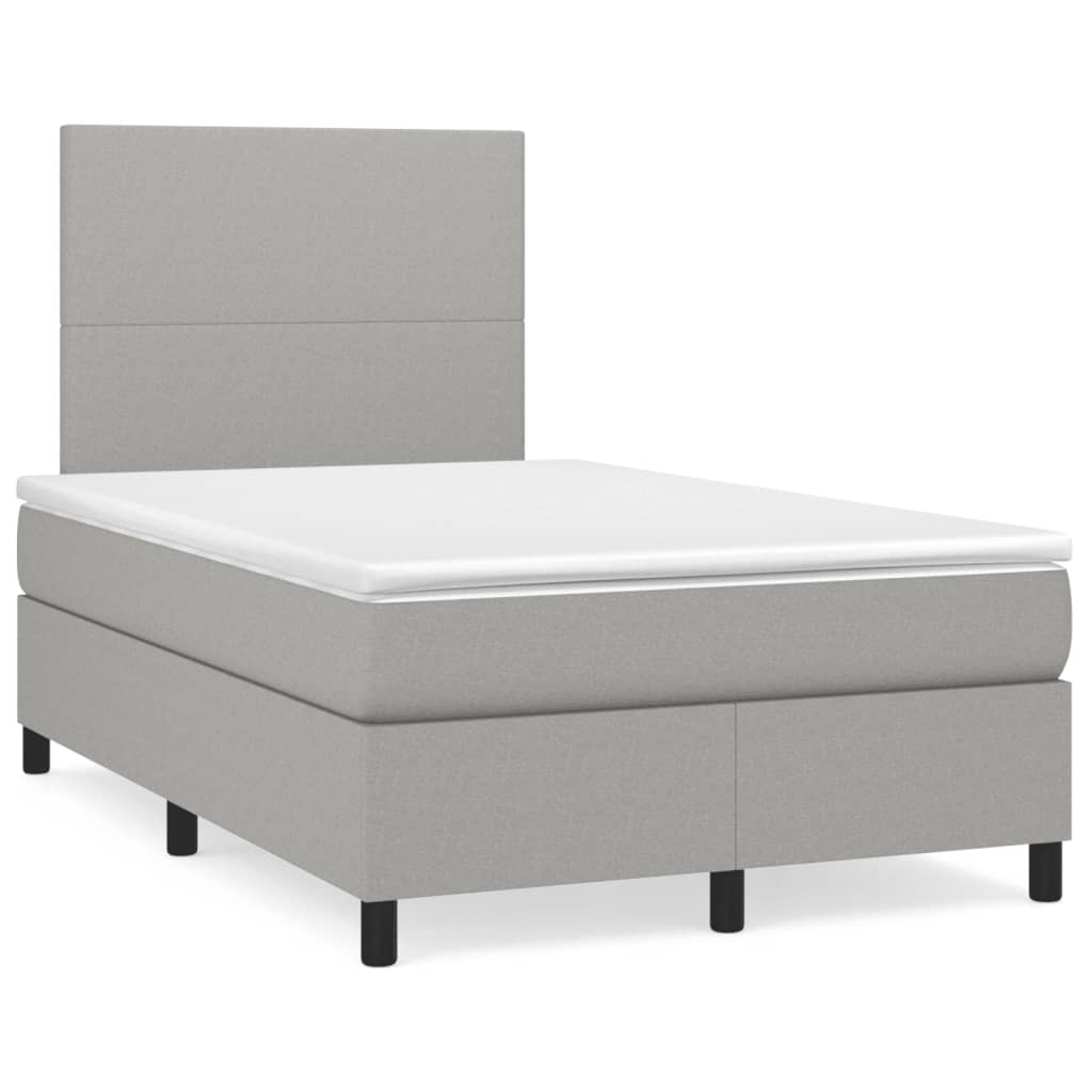 Κρεβάτι Boxspring με Στρώμα Ανοιχτό Γκρι 120x190 εκ. Υφασμάτινο
