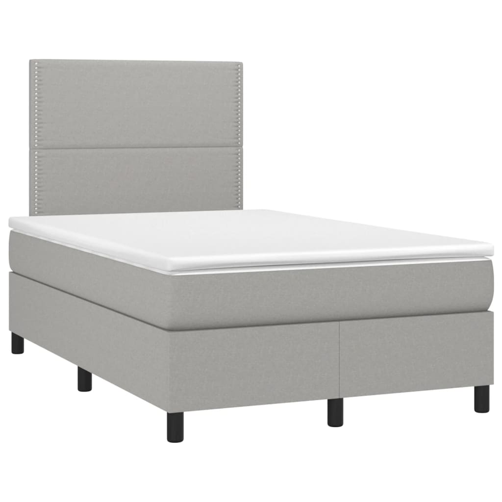 Κρεβάτι Boxspring με Στρώμα Ανοιχτό Γκρι 120x190 εκ. Υφασμάτινο