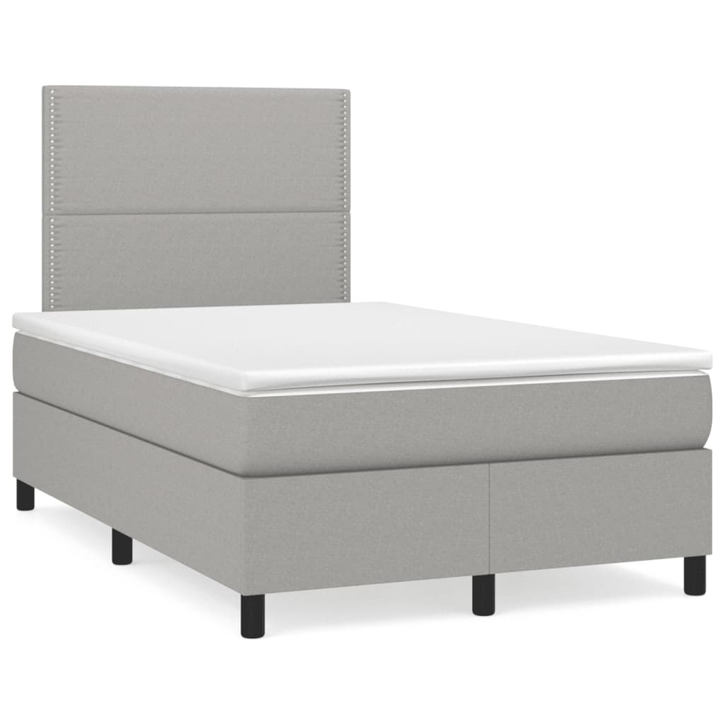 Κρεβάτι Boxspring με Στρώμα Ανοιχτό Γκρι 120x190 εκ. Υφασμάτινο