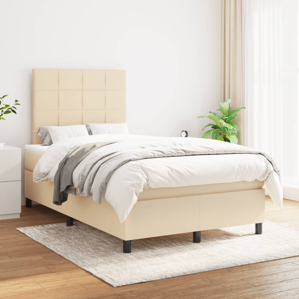 Κρεβάτι Boxspring με Στρώμα Κρεμ 120x190 εκ. Υφασμάτινο