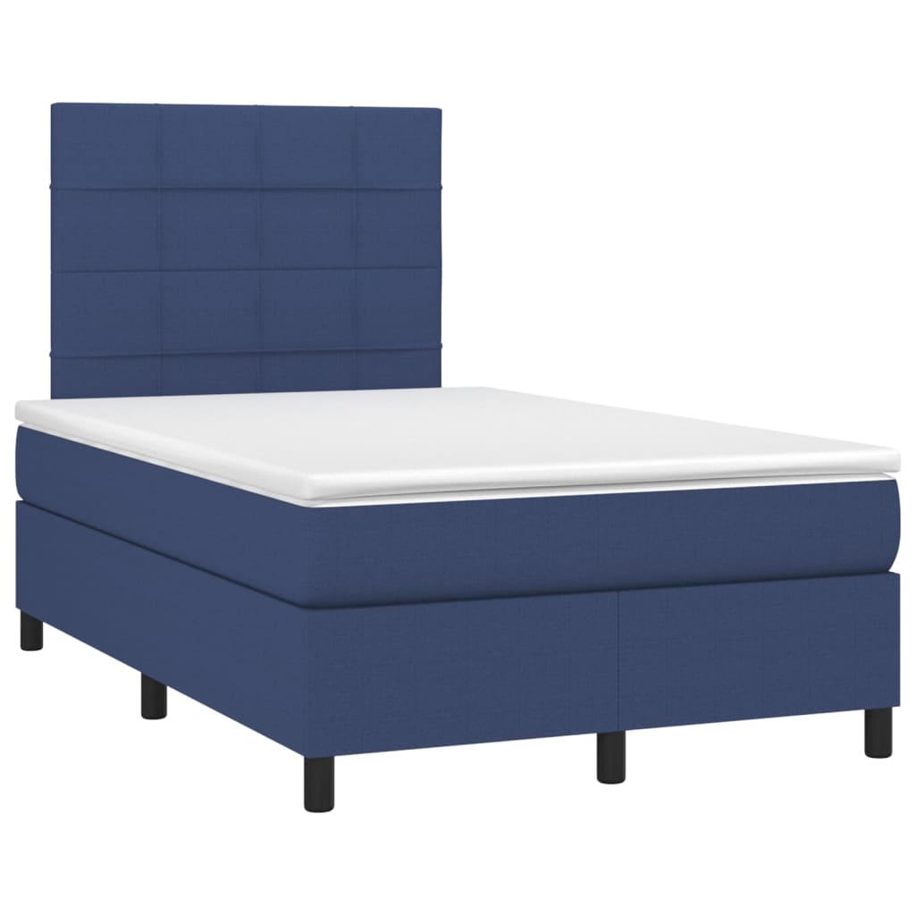 Κρεβάτι Boxspring με Στρώμα Μπλε 120x190 εκ. Υφασμάτινο - Pakobazaar
