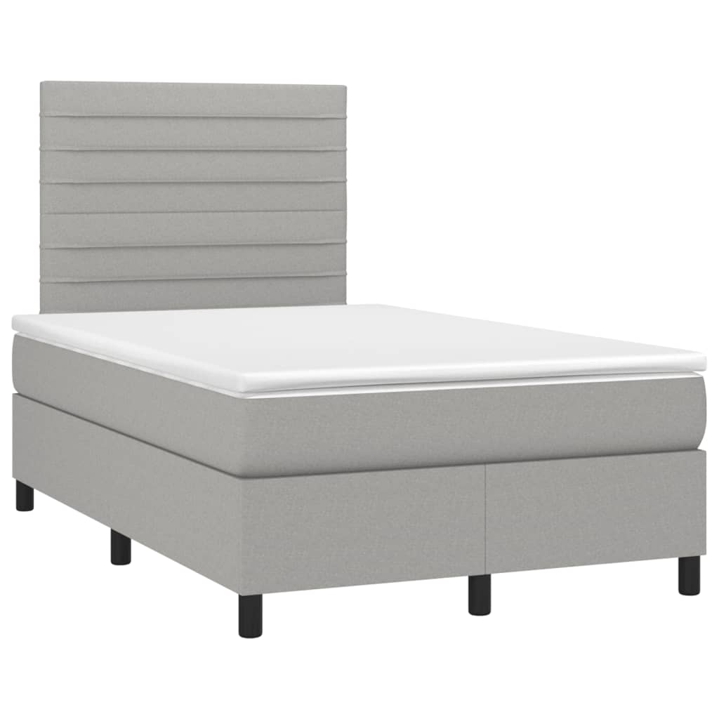 Κρεβάτι Boxspring με Στρώμα Ανοιχτό Γκρι 120x190 εκ. Υφασμάτινο