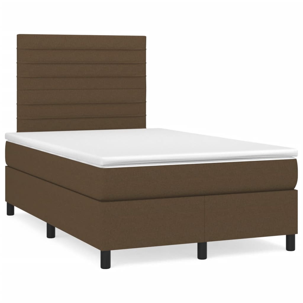 Κρεβάτι Boxspring με Στρώμα Σκούρο Καφέ 120x190 εκ Υφασμάτινο