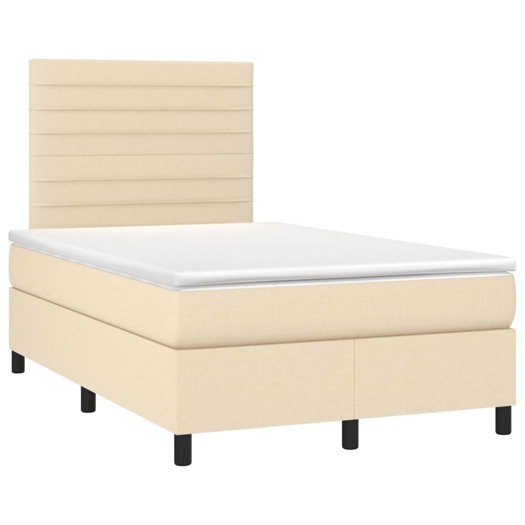 Κρεβάτι Boxspring με Στρώμα Κρεμ 120x190 εκ. Υφασμάτινο