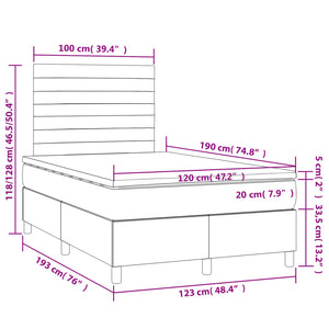 Κρεβάτι Boxspring με Στρώμα Κρεμ 120x190 εκ. Υφασμάτινο