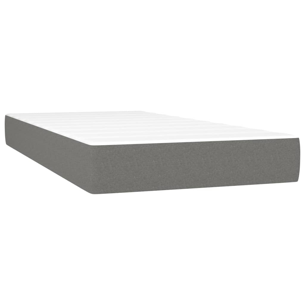 Κρεβάτι Boxspring με Στρώμα Σκούρο Γκρι 120x190 εκ Υφασμάτινο