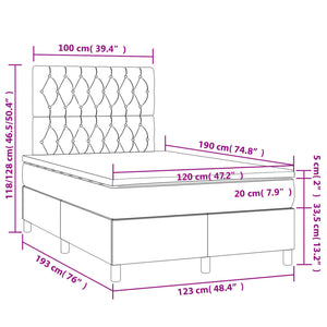 Κρεβάτι Boxspring με Στρώμα Κρεμ 120x190 εκ. Υφασμάτινο
