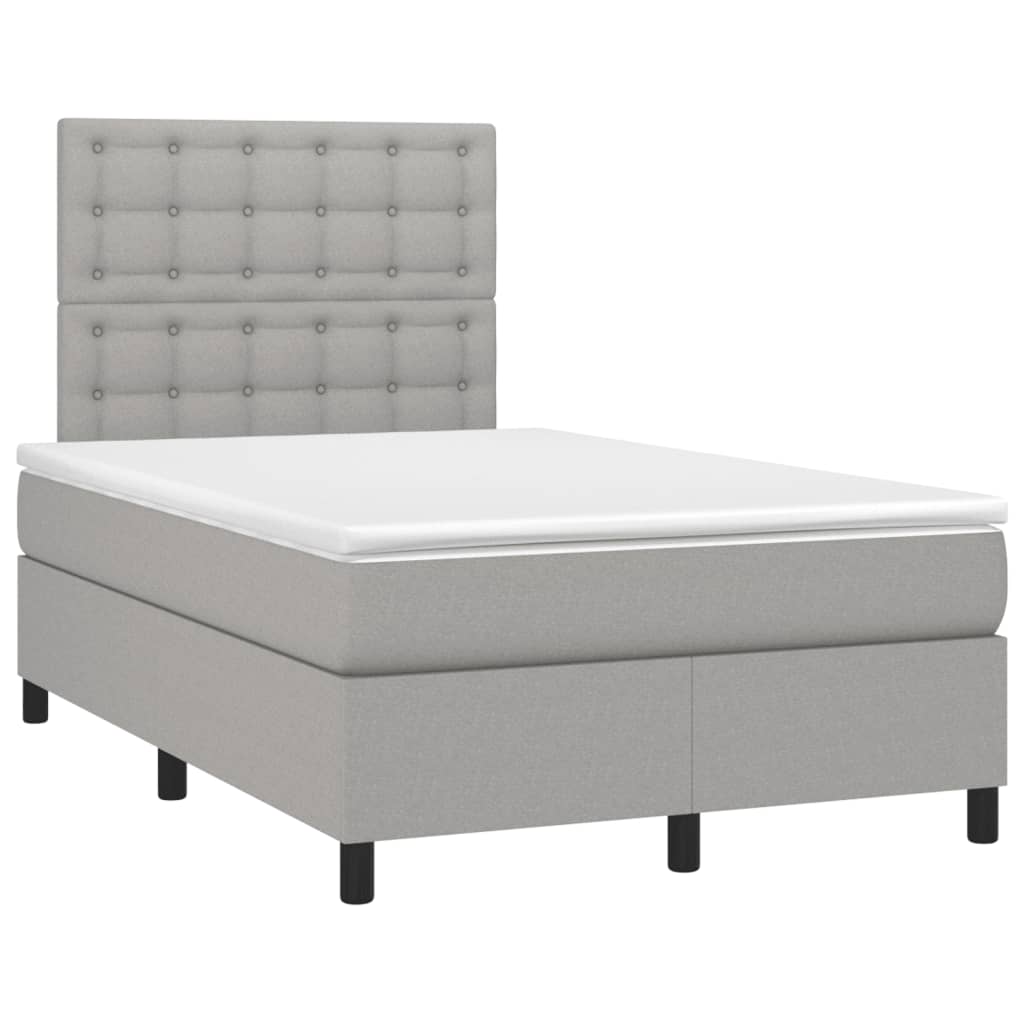 Κρεβάτι Boxspring με Στρώμα Ανοιχτό Γκρι 120x190 εκ. Υφασμάτινο