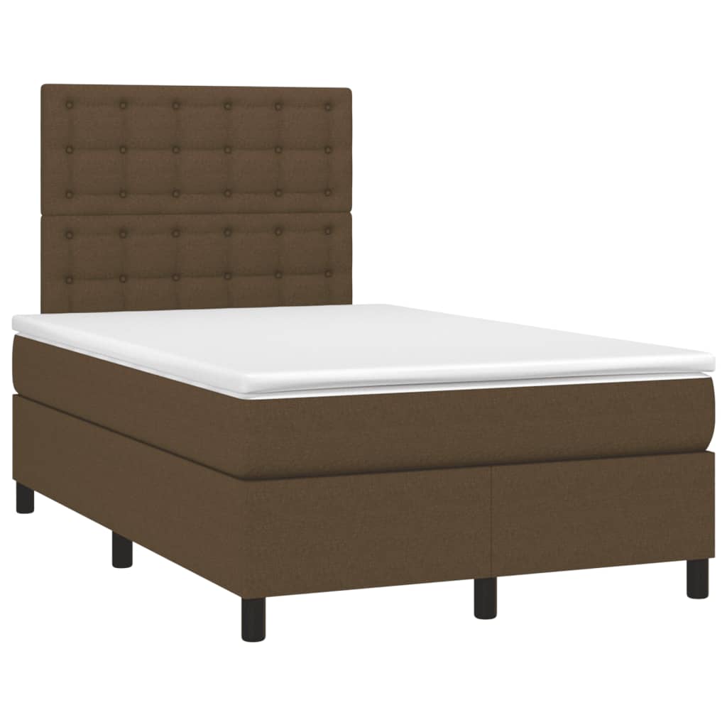 Κρεβάτι Boxspring με Στρώμα Σκούρο Καφέ 120x190 εκ Υφασμάτινο
