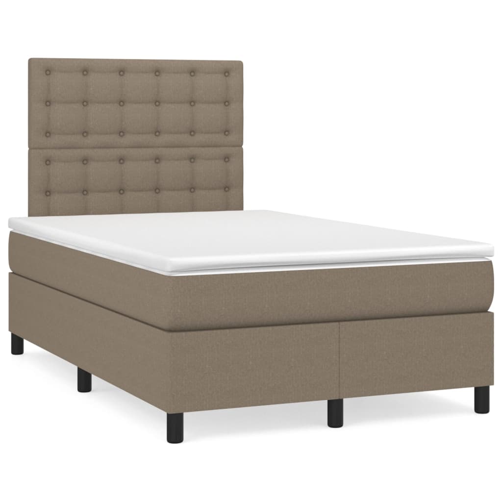 Κρεβάτι Boxspring με Στρώμα Taupe 120x190 εκ. Υφασμάτινο