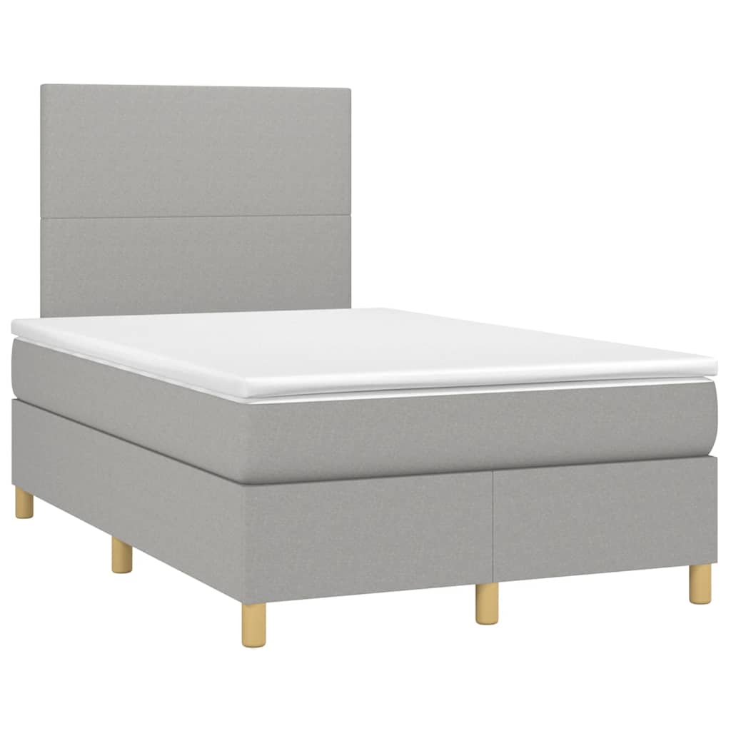 Κρεβάτι Boxspring με Στρώμα Ανοιχτό Γκρι 120x190 εκ. Υφασμάτινο