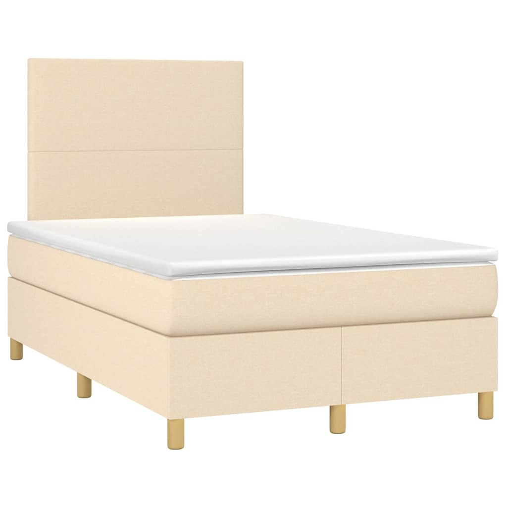 Κρεβάτι Boxspring με Στρώμα Κρεμ 120x190 εκ. Υφασμάτινο - Pakobazaar