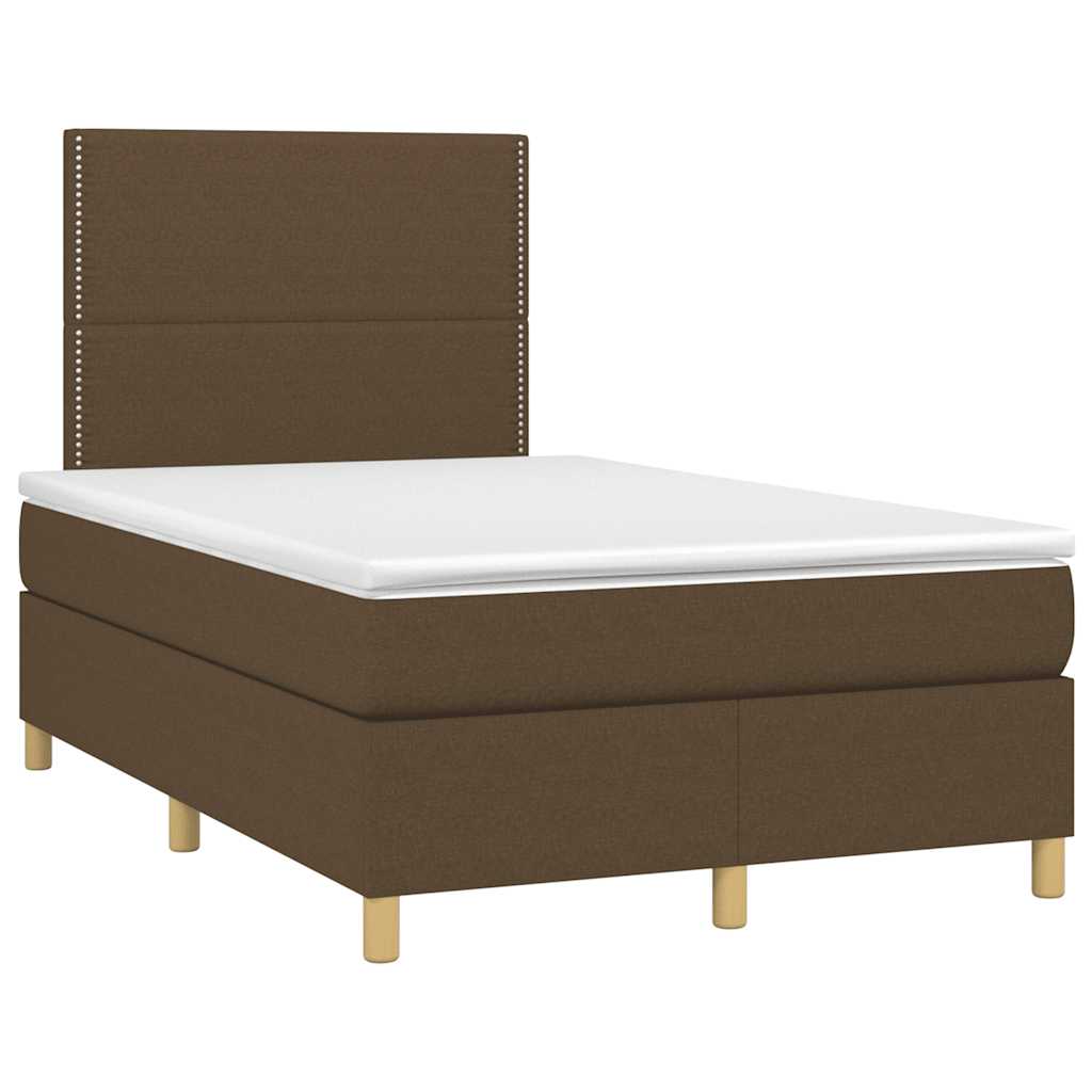 Κρεβάτι Boxspring με Στρώμα Σκούρο Καφέ 120x190 εκ Υφασμάτινο