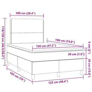 Κρεβάτι Boxspring με Στρώμα Μπλε 120x190 εκ. Υφασμάτινο - Pakobazaar