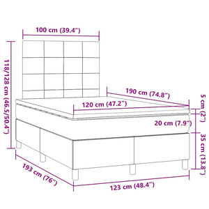 Κρεβάτι Boxspring με Στρώμα Μαύρο 120x190 εκ. Υφασμάτινο