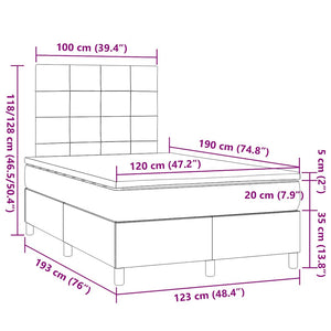 Κρεβάτι Boxspring με Στρώμα Κρεμ 120x190 εκ. Υφασμάτινο - Pakobazaar