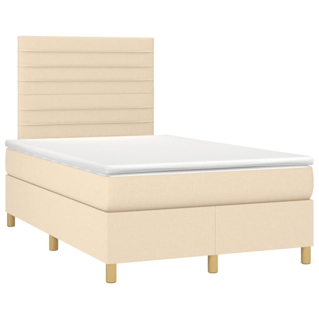 Κρεβάτι Boxspring με Στρώμα Κρεμ 120x190 εκ. Υφασμάτινο - Pakobazaar