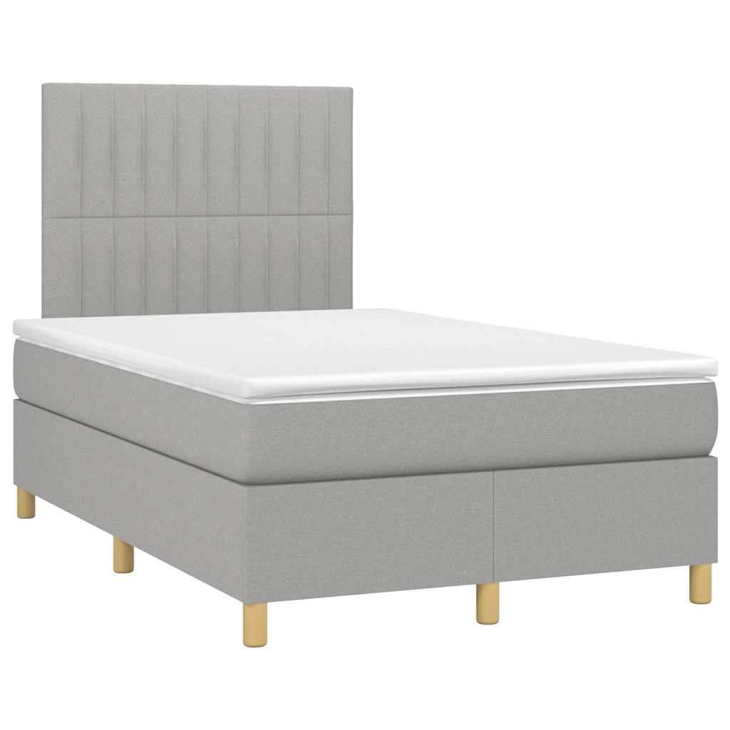 Κρεβάτι Boxspring με Στρώμα Ανοιχτό Γκρι 120x190 εκ. Υφασμάτινο