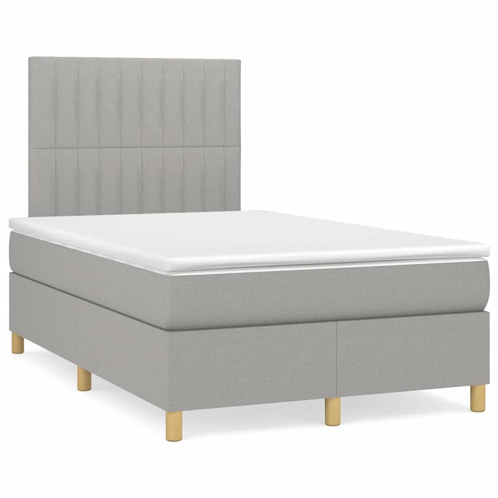 Κρεβάτι Boxspring με Στρώμα Ανοιχτό Γκρι 120x190 εκ. Υφασμάτινο