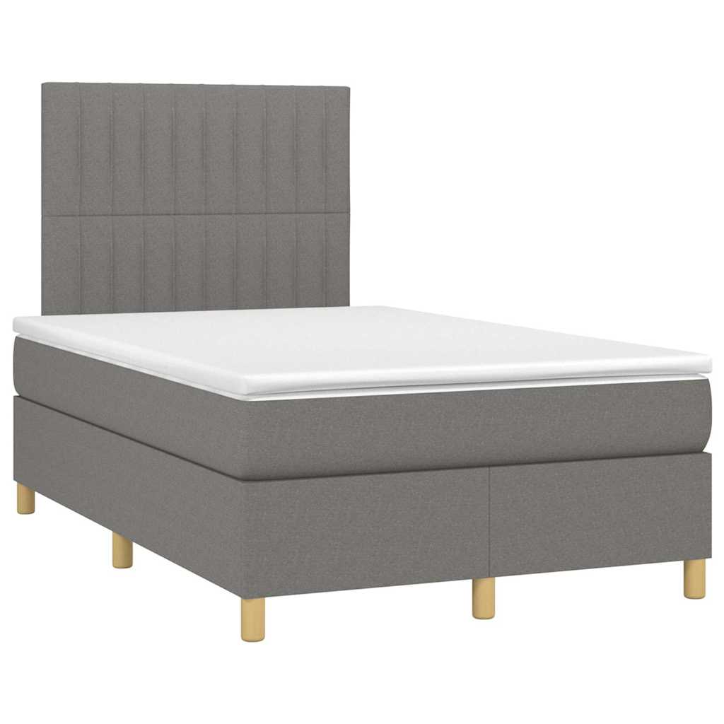 Κρεβάτι Boxspring με Στρώμα Σκούρο Γκρι 120x190 εκ Υφασμάτινο - Pakobazaar