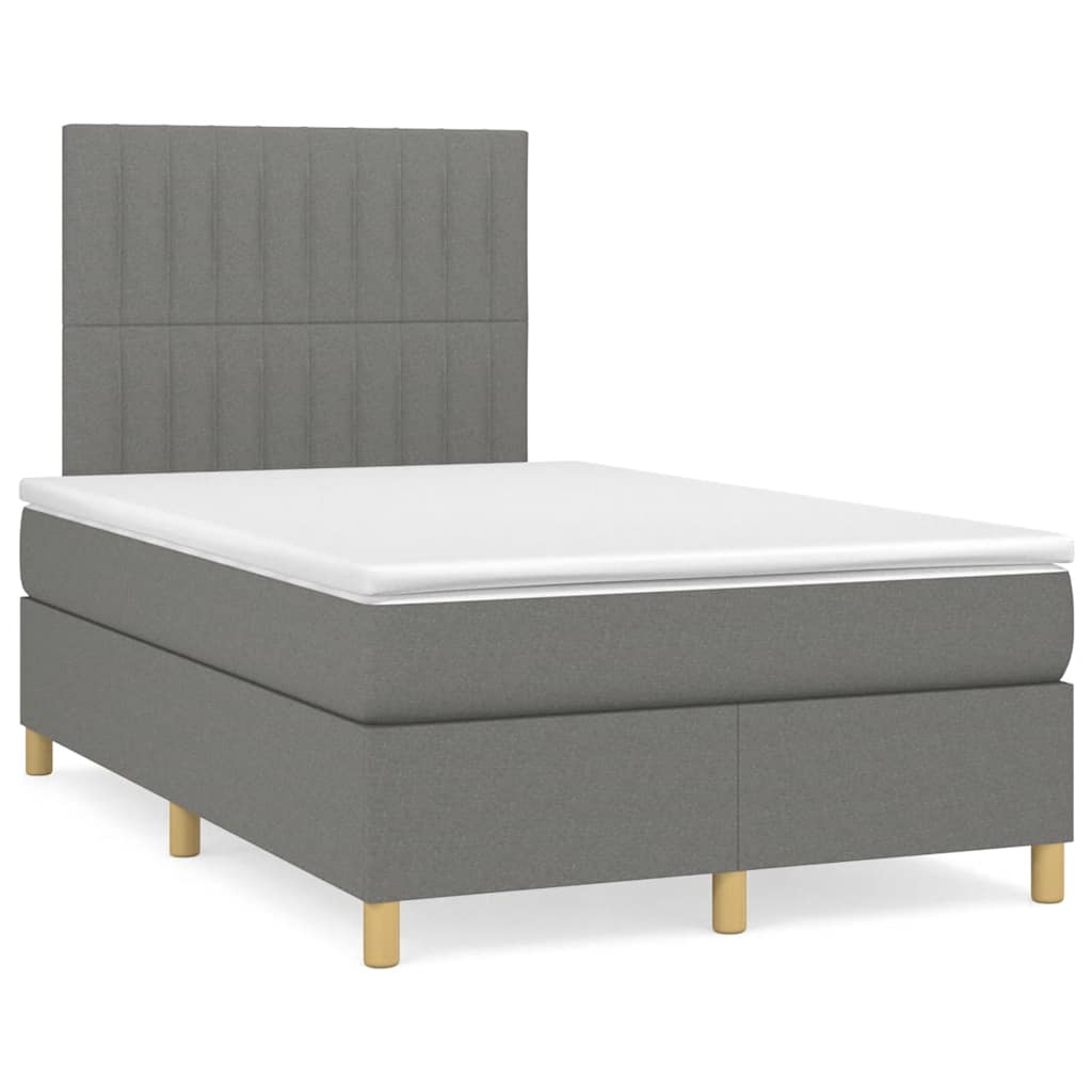 Κρεβάτι Boxspring με Στρώμα Σκούρο Γκρι 120x190 εκ Υφασμάτινο - Pakobazaar