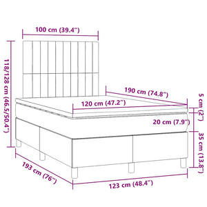 Κρεβάτι Boxspring με Στρώμα Μαύρο 120x190 εκ. Υφασμάτινο