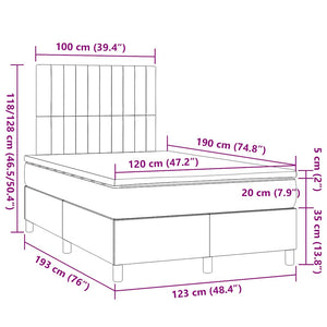 Κρεβάτι Boxspring με Στρώμα Κρεμ 120x190 εκ. Υφασμάτινο - Pakobazaar