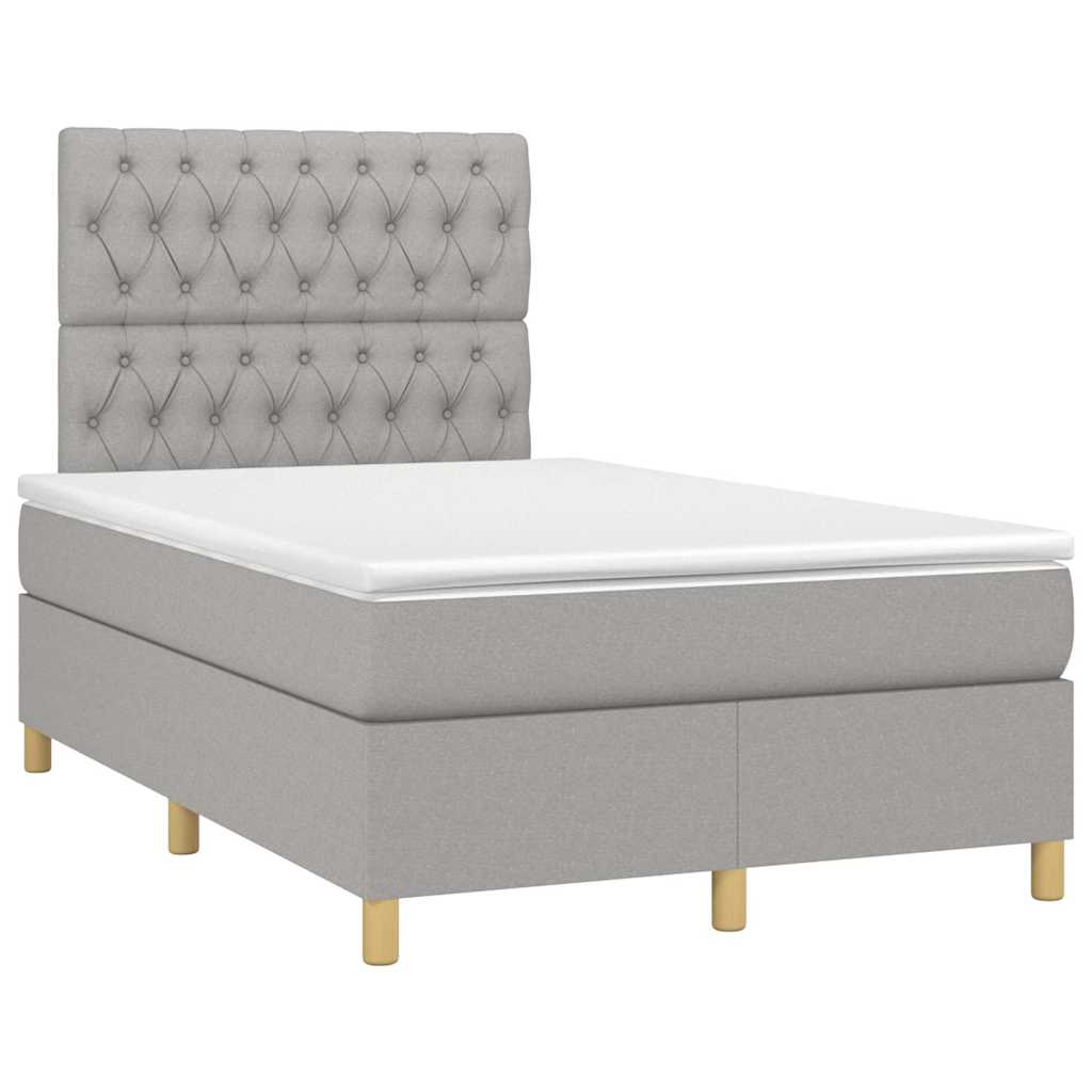 Κρεβάτι Boxspring με Στρώμα Ανοιχτό Γκρι 120x190 εκ. Υφασμάτινο