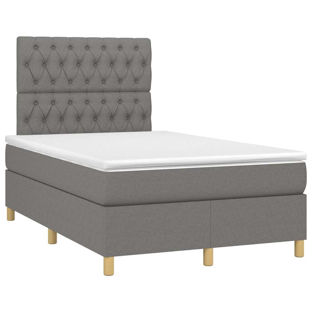 Κρεβάτι Boxspring με Στρώμα Σκούρο Γκρι 120x190 εκ Υφασμάτινο