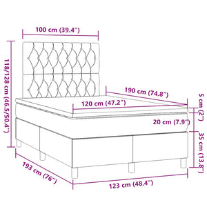 Κρεβάτι Boxspring με Στρώμα Μαύρο 120x190 εκ. Υφασμάτινο