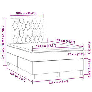 Κρεβάτι Boxspring με Στρώμα Κρεμ 120x190 εκ. Υφασμάτινο - Pakobazaar