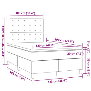 Κρεβάτι Boxspring με Στρώμα Μαύρο 120x190 εκ. Υφασμάτινο