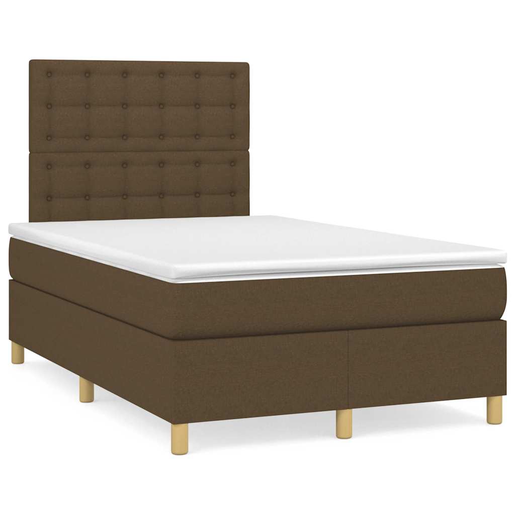 Κρεβάτι Boxspring με Στρώμα Σκούρο Καφέ 120x190 εκ Υφασμάτινο