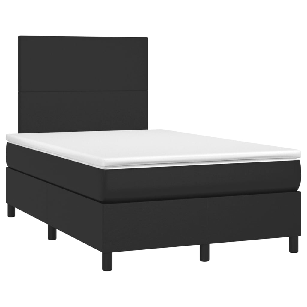 Κρεβάτι Boxspring με Στρώμα Μαύρο 120x190εκ.από Συνθετικό Δέρμα