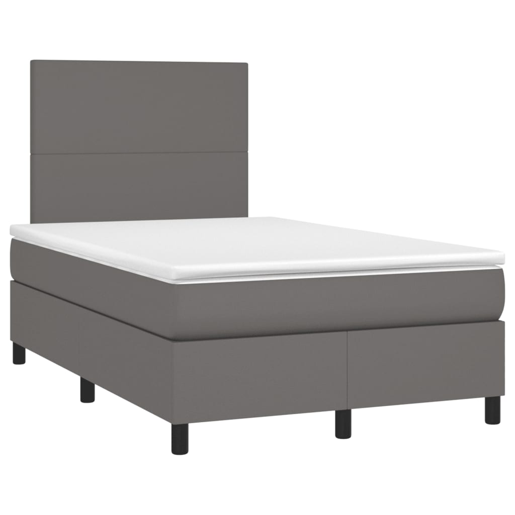 Κρεβάτι Boxspring με Στρώμα Γκρι 120x190εκ. από Συνθετικό Δέρμα