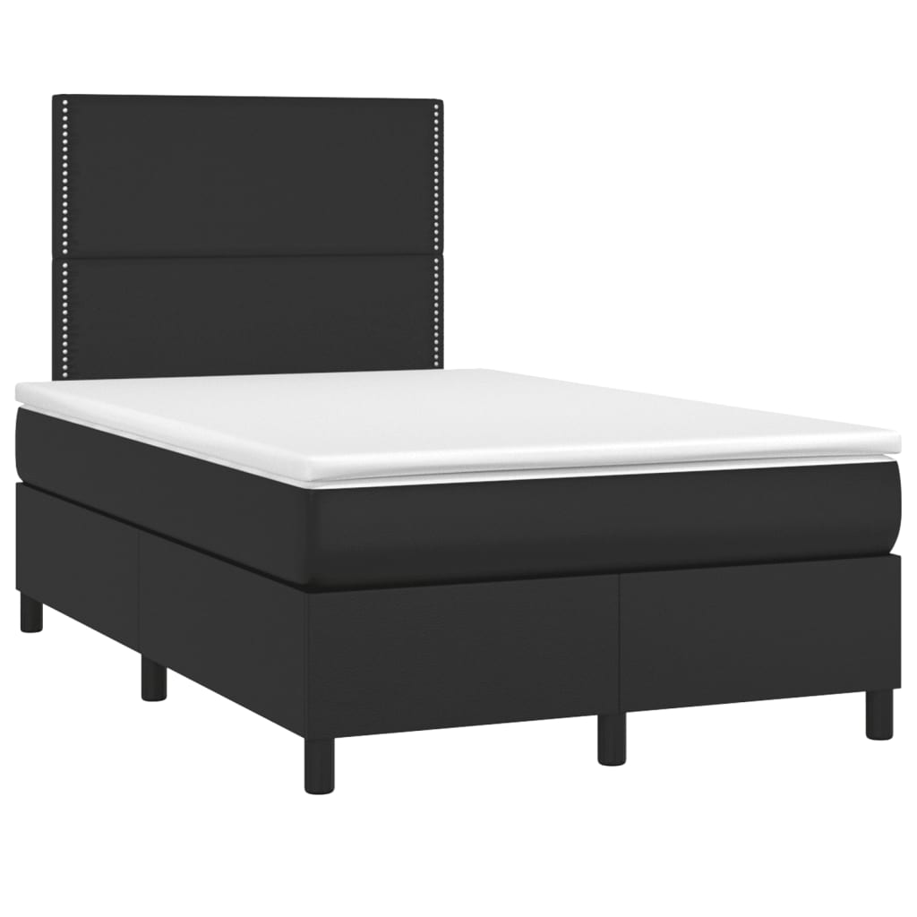 Κρεβάτι Boxspring με Στρώμα Μαύρο 120x190εκ.από Συνθετικό Δέρμα