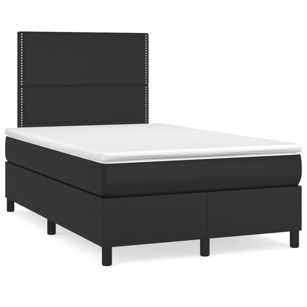 Κρεβάτι Boxspring με Στρώμα Μαύρο 120x190εκ.από Συνθετικό Δέρμα