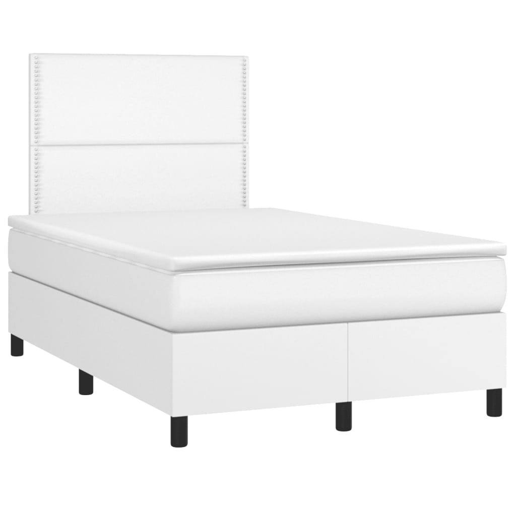Κρεβάτι Boxspring με Στρώμα Λευκό 120x190εκ.από Συνθετικό Δέρμα