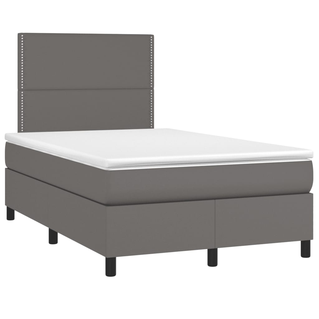 Κρεβάτι Boxspring με Στρώμα Γκρι 120x190εκ. από Συνθετικό Δέρμα