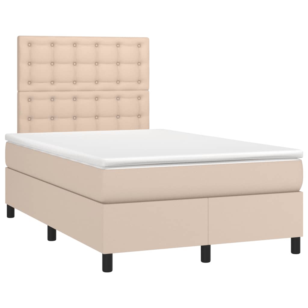 Κρεβάτι Boxspring με Στρώμα Καπουτσίνο 120x190εκ.από Συνθ.Δέρμα