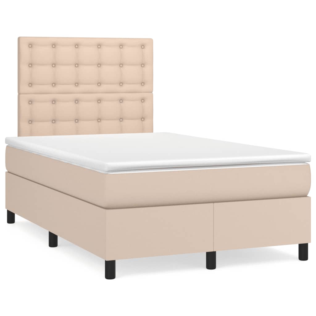 Κρεβάτι Boxspring με Στρώμα Καπουτσίνο 120x190εκ.από Συνθ.Δέρμα