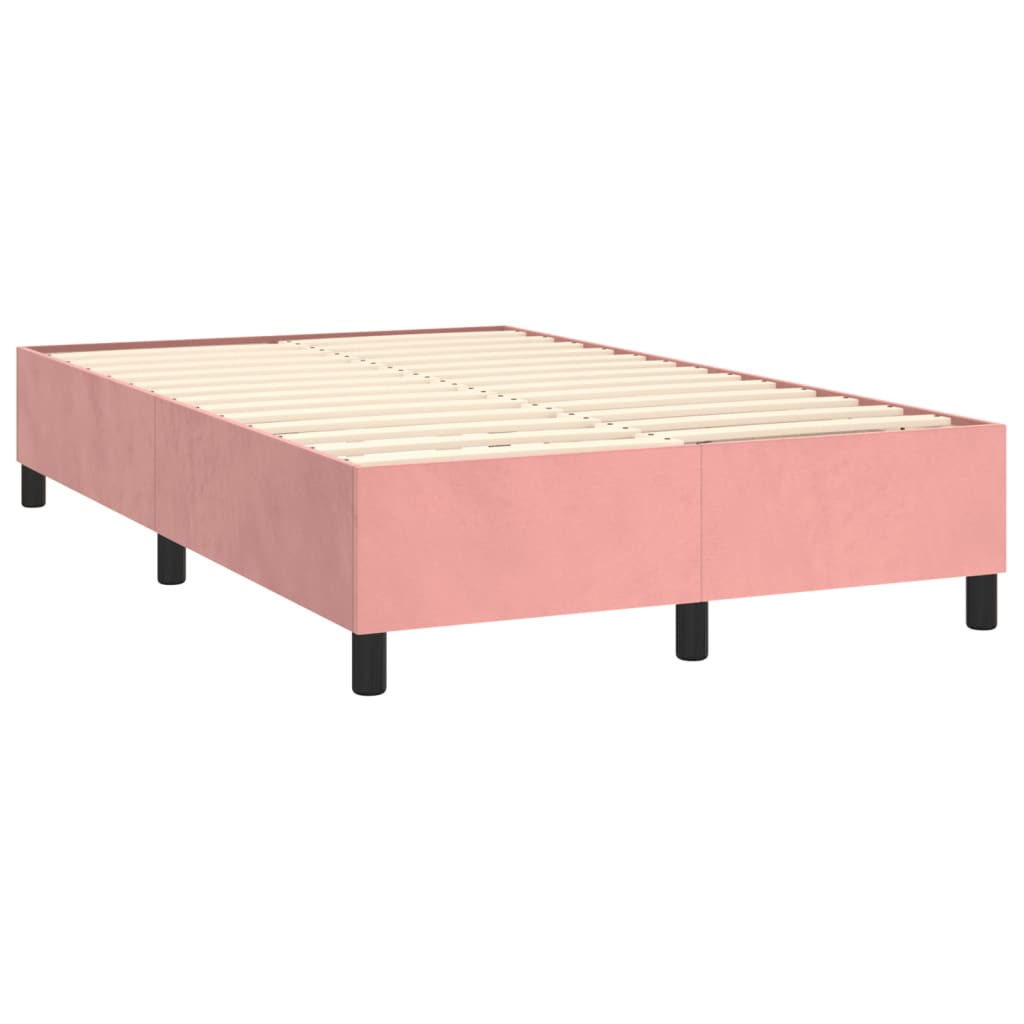 Κρεβάτι Boxspring με Στρώμα Ροζ 120x190 εκ. Βελούδινο