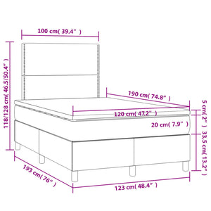 Κρεβάτι Boxspring με Στρώμα Ροζ 120x190 εκ. Βελούδινο