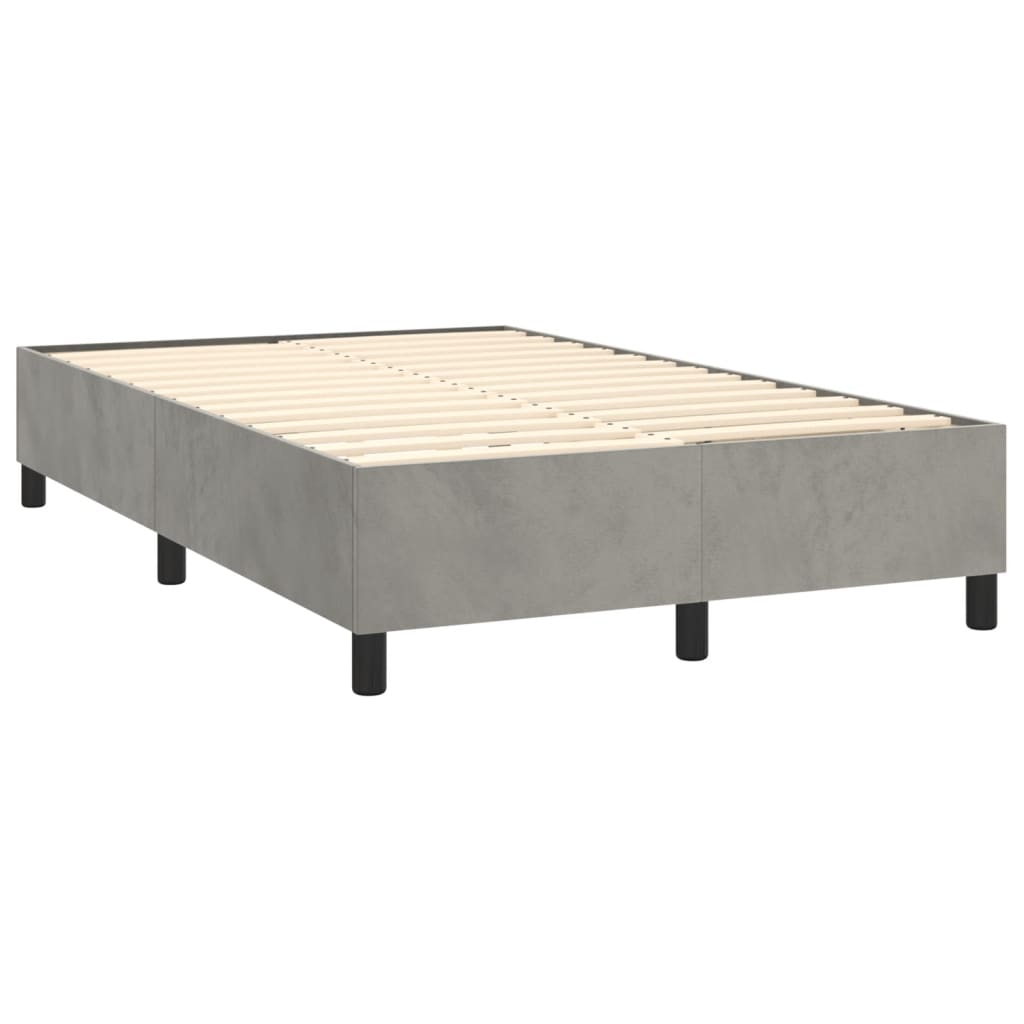 Κρεβάτι Boxspring με Στρώμα Ανοιχτό Γκρι 120x190 εκ. Βελούδινο