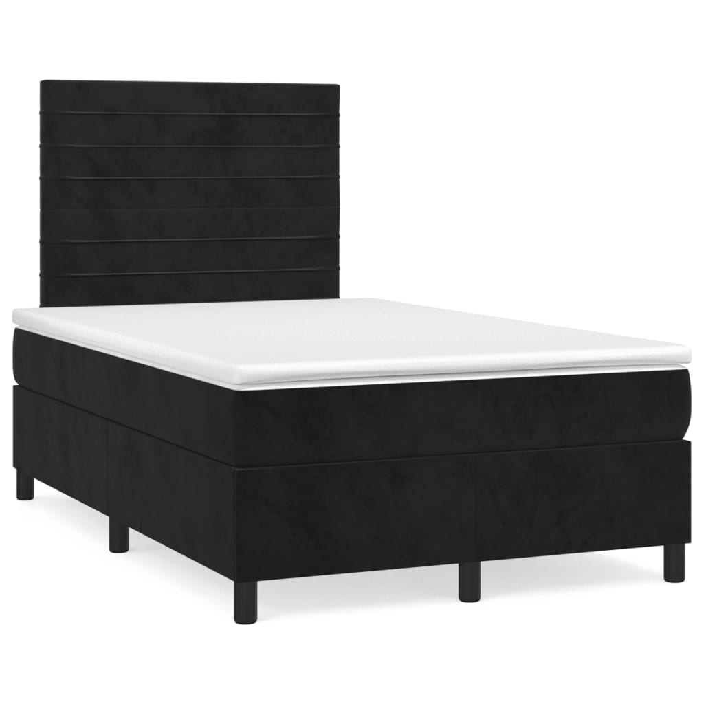 Κρεβάτι Boxspring με Στρώμα Μαύρο 120x190 εκ. Βελούδινο - Pakobazaar